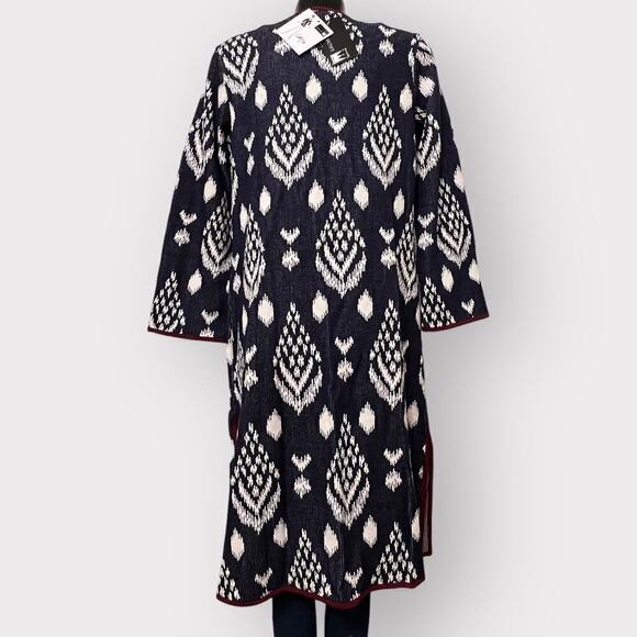 Antthony Original NWT Womens Open Front Jacquard Duster Cardigan sz S M NEW - Picture 5 of 12